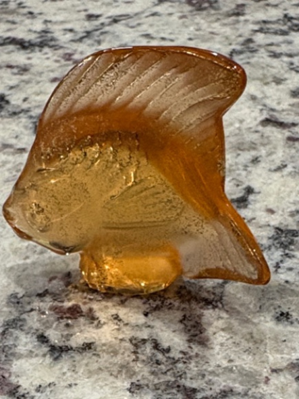 Lalique Cachet Orange Crystal Angel Fish Sculpture